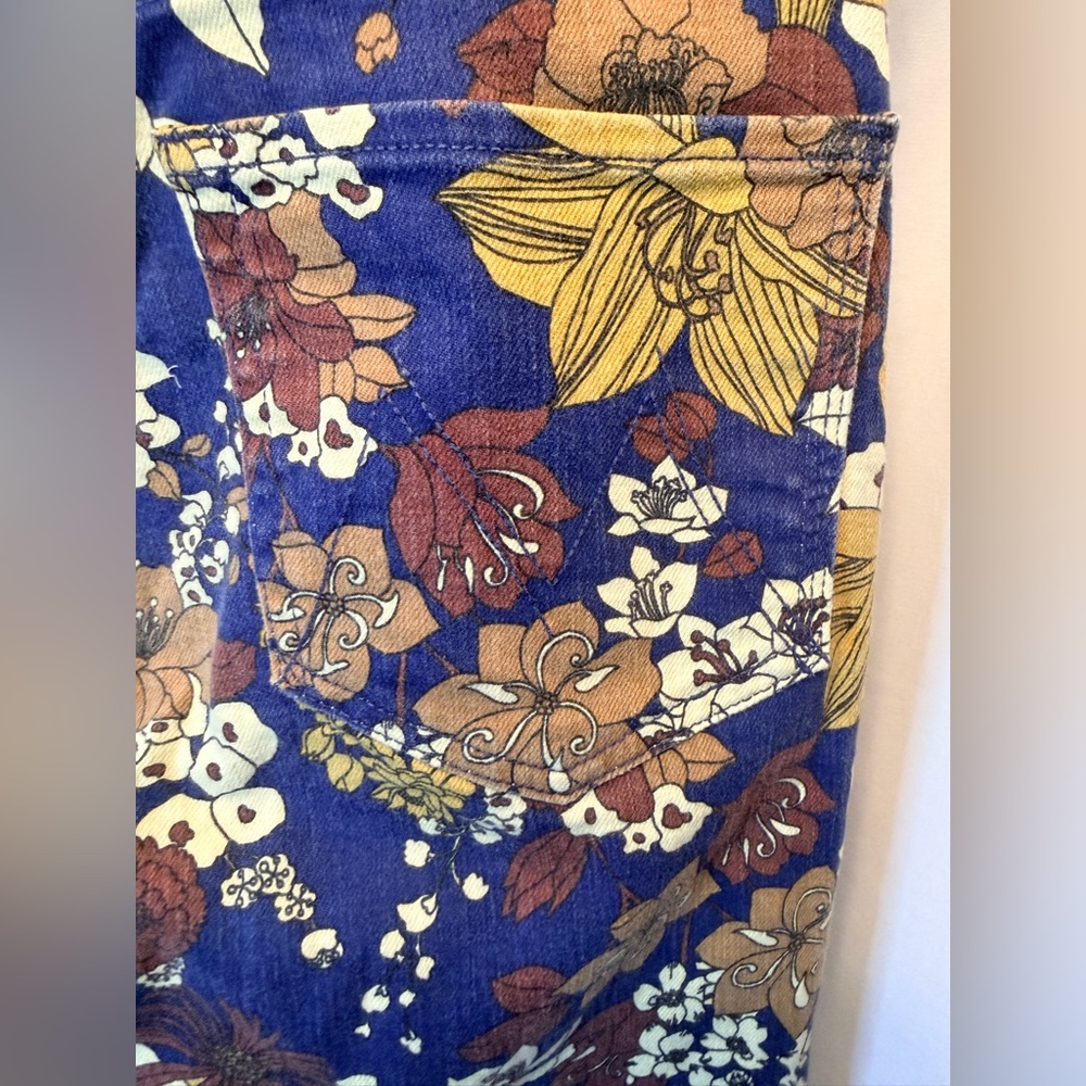MOTHER Size 28 Rider High Waist Ankle Straight Leg Jean Buncha Blooms Blue Brown - Picture 11 of 14